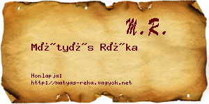 Mátyás Réka névjegykártya